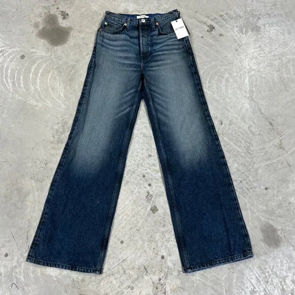 $285 NWT RE/DONE 70s ULTRA HIGH RISE WIDE LEG JEANS SZ 25